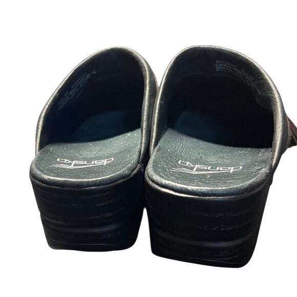 Dansko Shandi Milled Nubuck Mules Clogs Black Leather Tassels EU Size 37 (6.5-7) - Picture 4 of 10